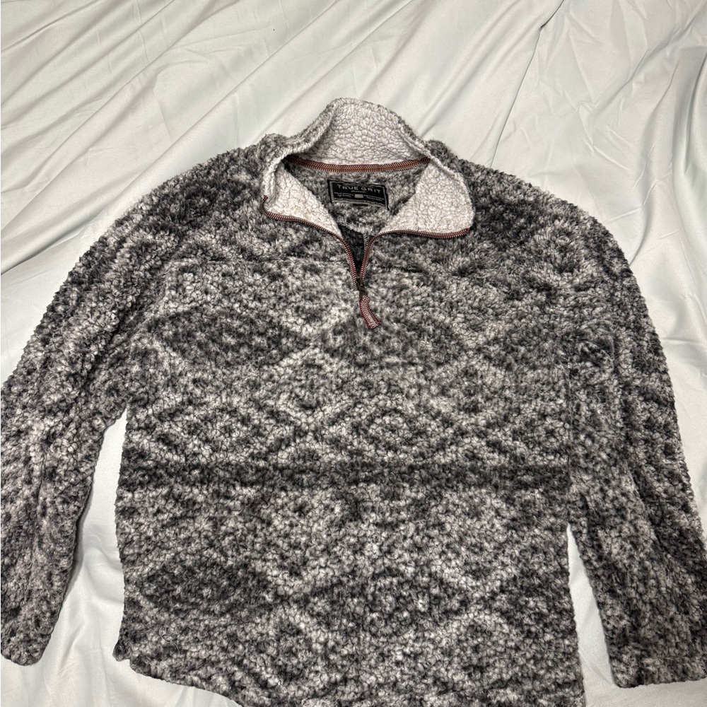 True Grit Black and Gray Zip Up Sweater